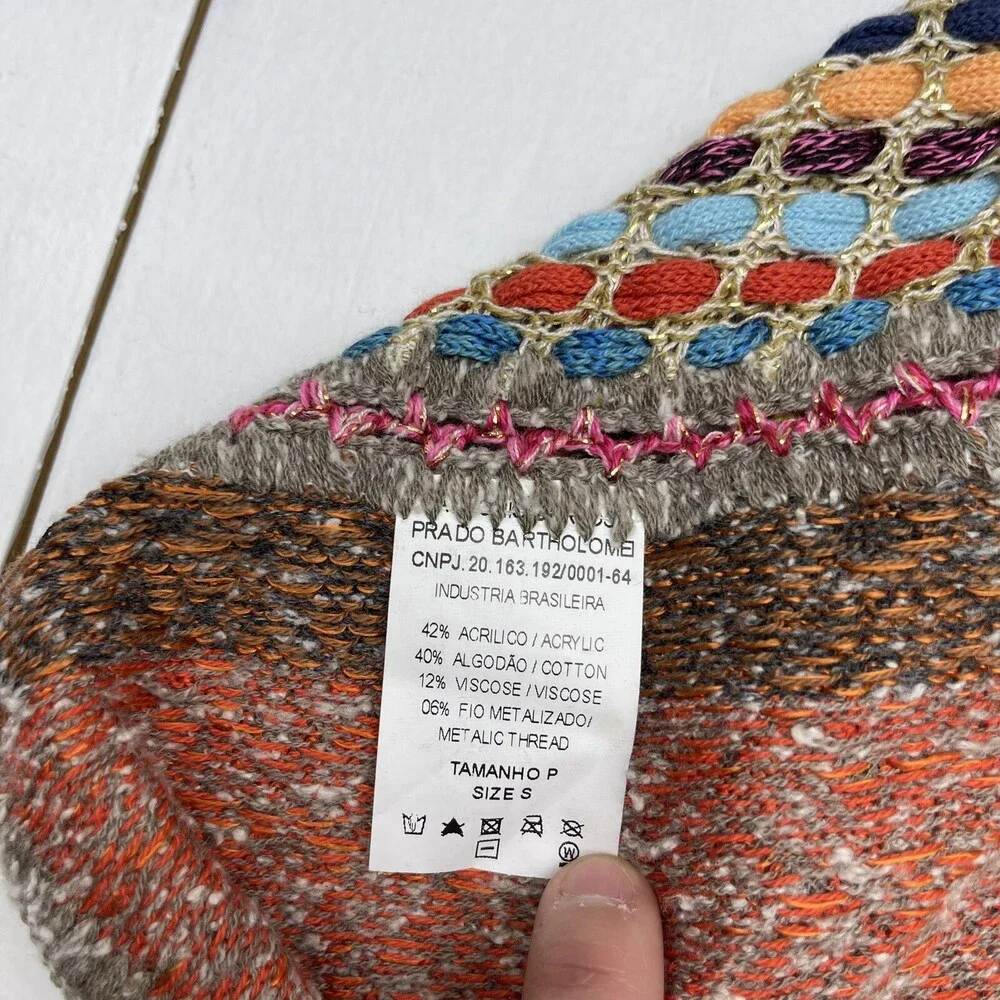 Cecilia Prado Multicolored Knit Drap Cardigan Vest Women’s Size Small - Picture 4 of 7